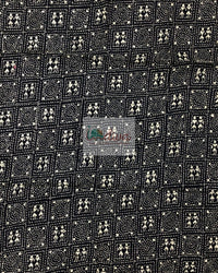 Black Kantha Blouse Material With Off-White Worli Motifs