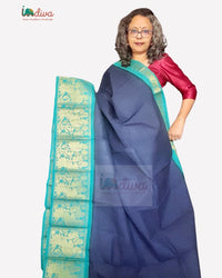 Blue & Green Tie Dye Sungudi Handloom Cotton Saree