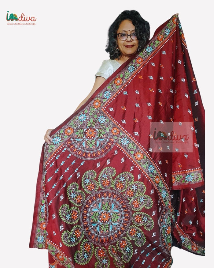 Handloom Art Silk Kantha Saree