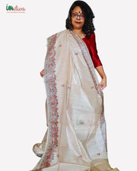 Natural Dyed Fish Motif Madhubani Silk Saree