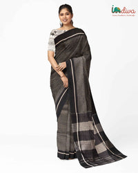 Handloom Black & White Patteda Anchu Saree