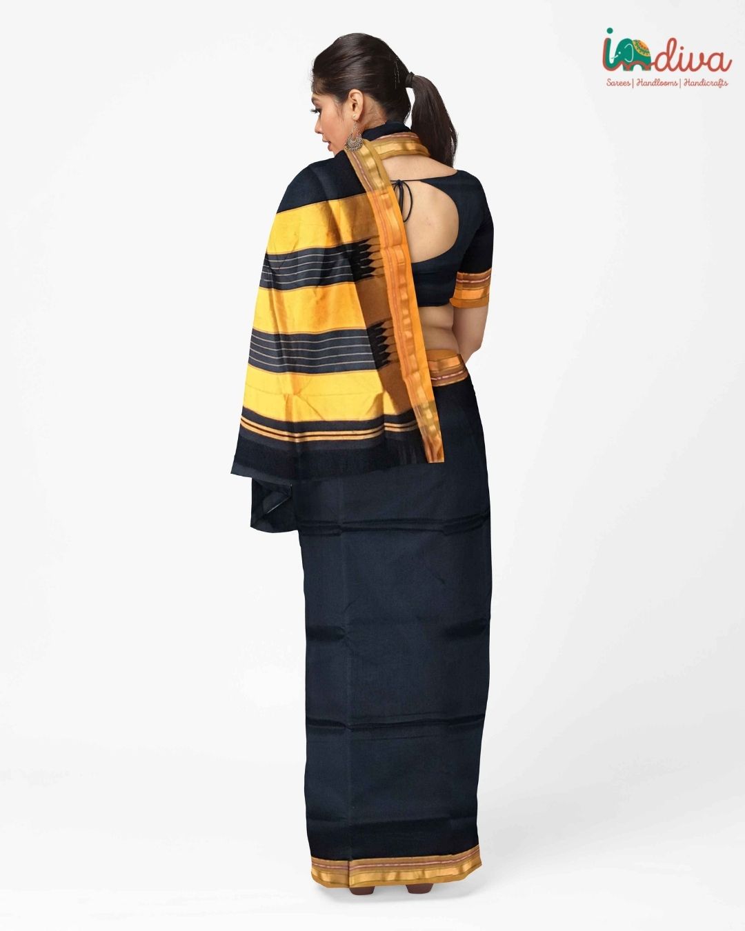 Handloom Black & Yellow SICO Ilkal Saree