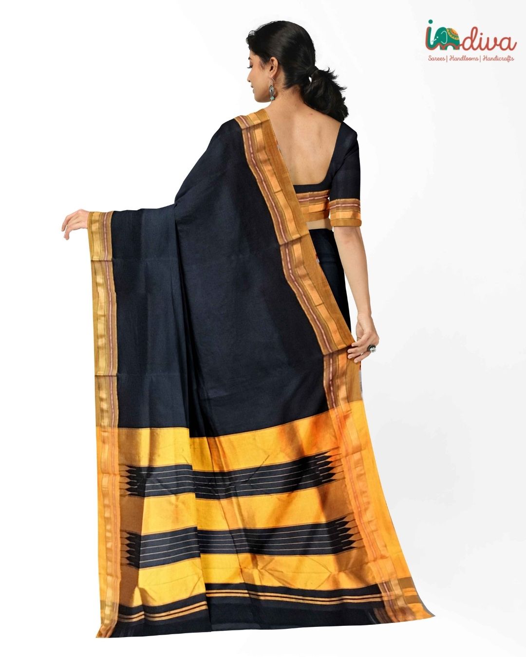 Handloom Black & Yellow SICO Ilkal Saree