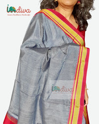 Handloom Checks Blue & Maroon Ilkal Saree