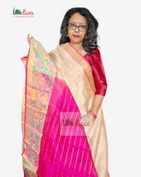 Handloom Paturu Beige & Pink SICO Saree With Ikat Border