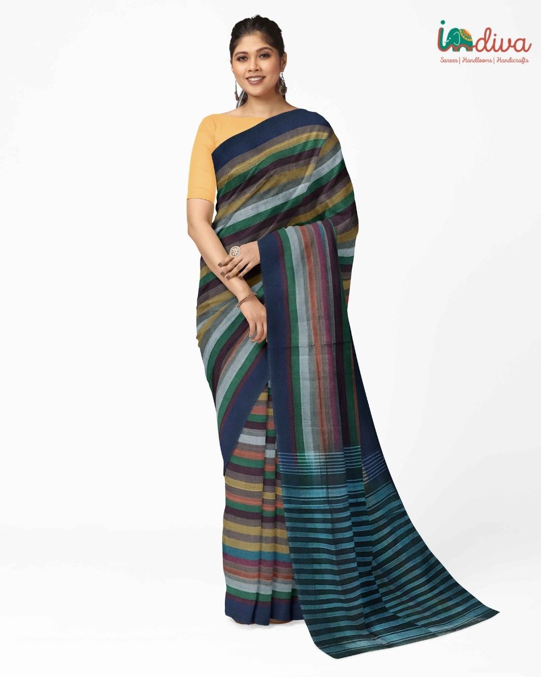 Handwoven Green Adampalli Cotton Saree