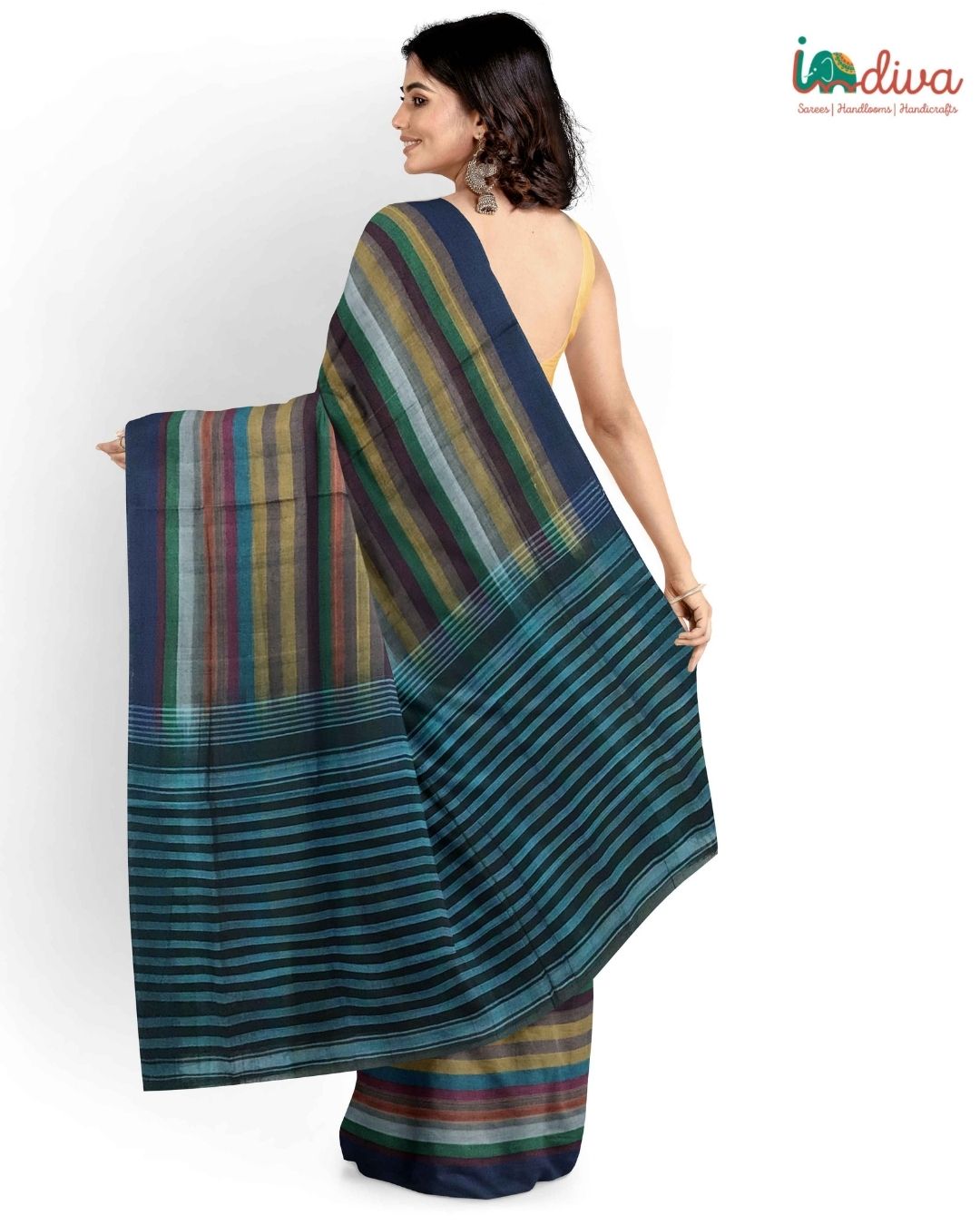Handwoven Green Adampalli Cotton Saree