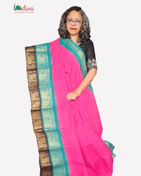 Pink Tie & Dye Ganga Jamuna Border Sungudi Handloom Cotton Saree