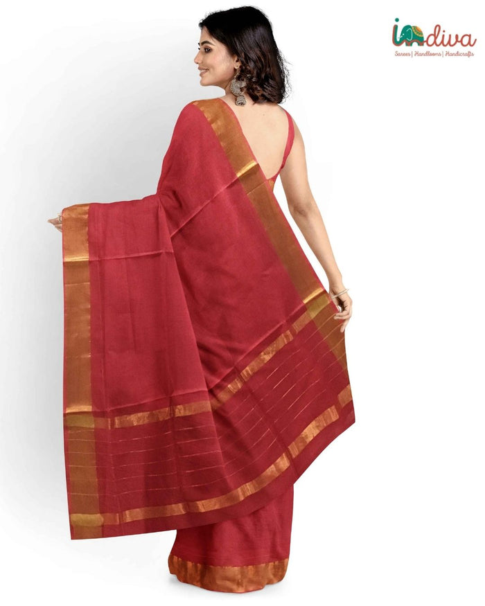 Red Paturu Handloom Cotton Saree