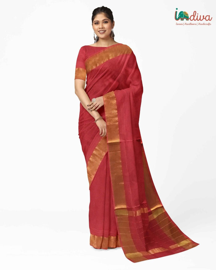 Red Paturu Handloom Cotton Saree