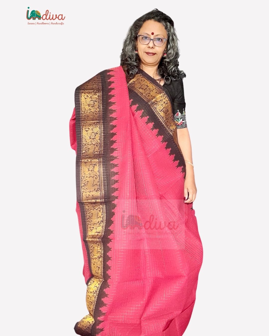 Red Tie & Dye Handloom Sungudi Cotton Saree