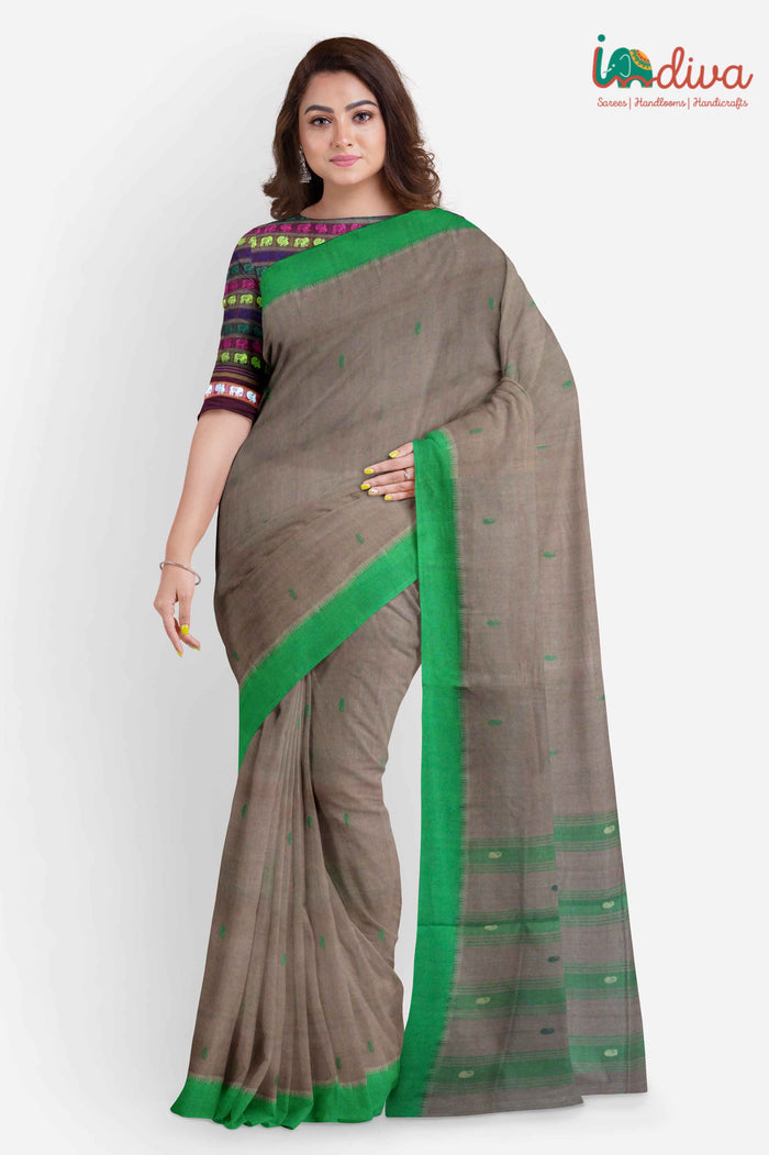 Andhra Grey & Green Handloom Saree