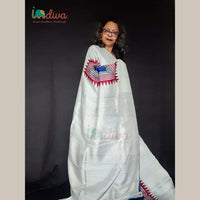 Blue Block Printed Murshidabad Silk Saree-Pallu
