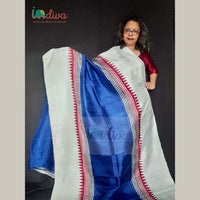 Blue Block Printed Murshidabad Silk Saree