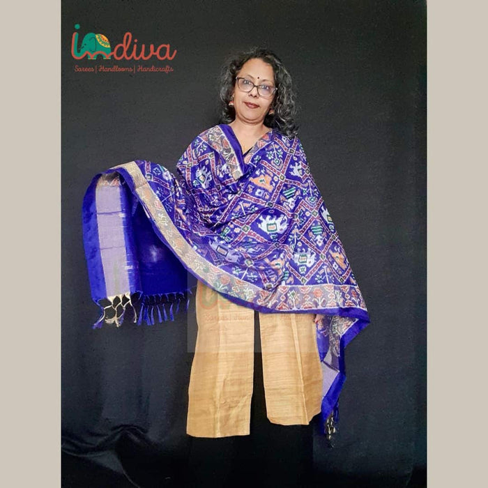 Blue Handcrafte Patola Silk Dupatta