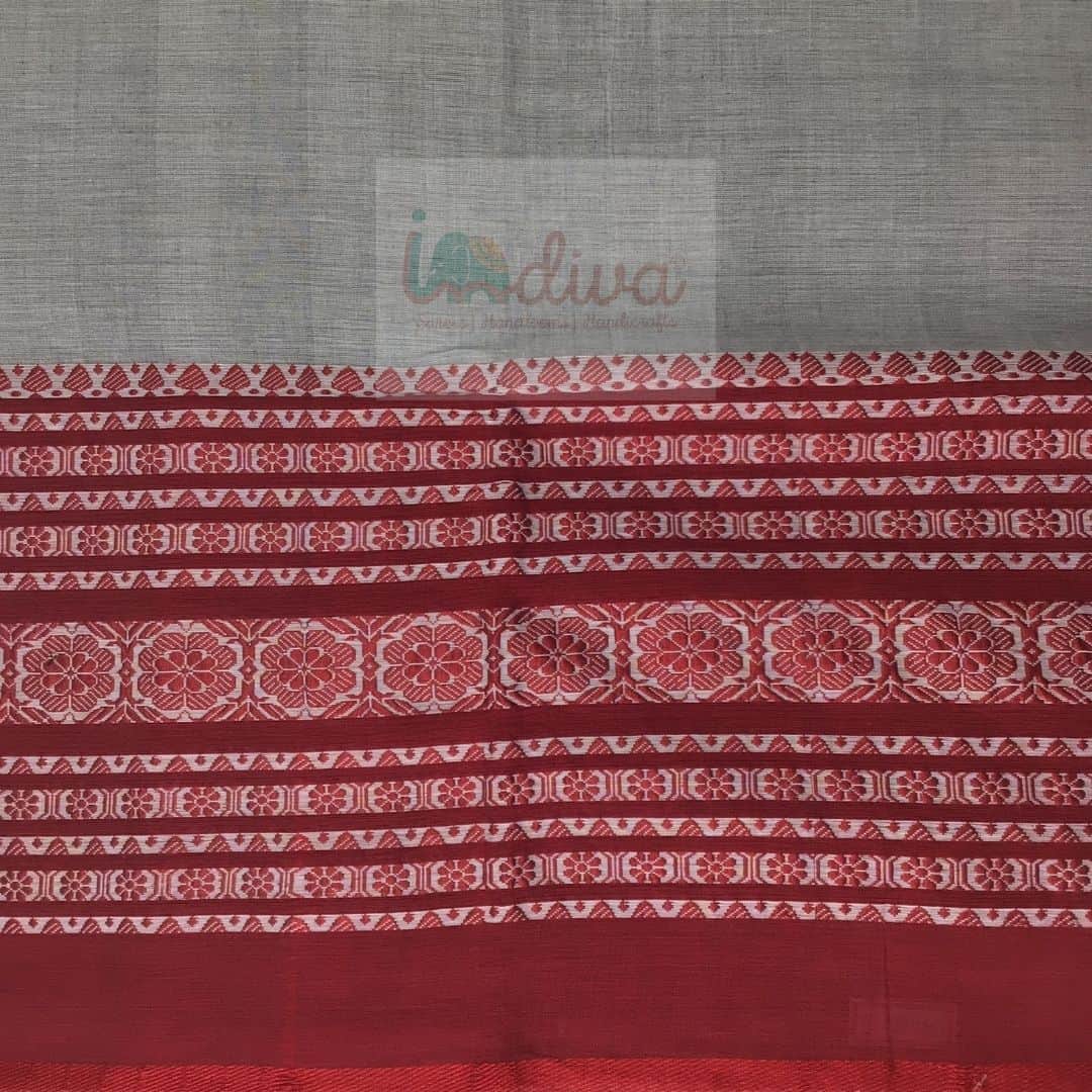 Indiva Begampur Grey Ganga Jamuna Saree-Bottom Border