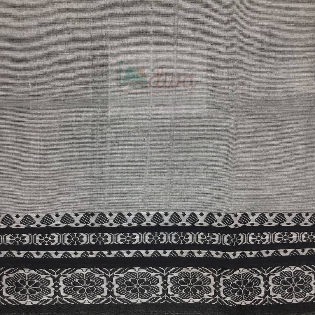 Indiva Begampur Grey Ganga Jamuna Saree-Top Border