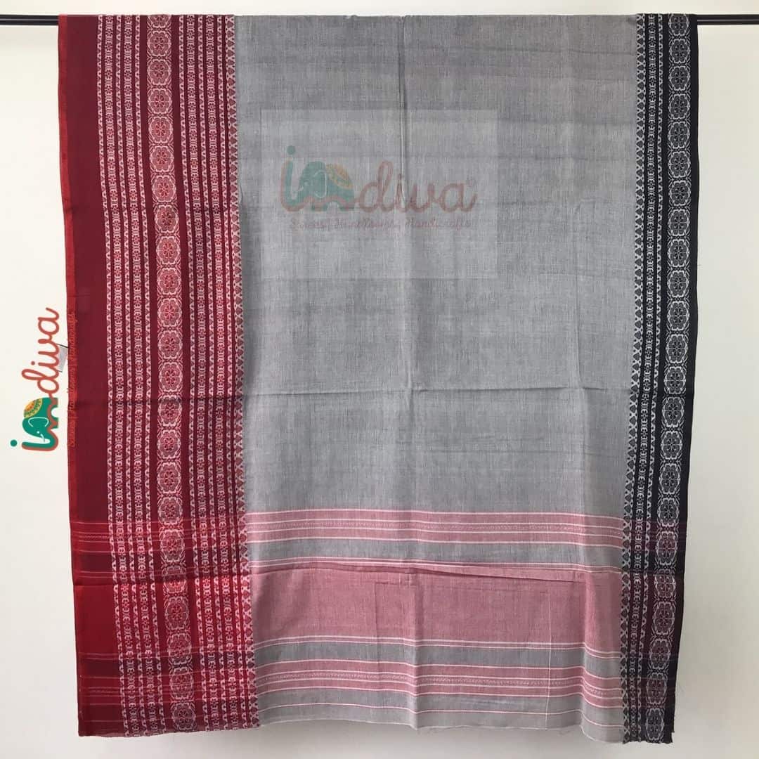 Indiva Begampur Grey Ganga Jamuna Saree