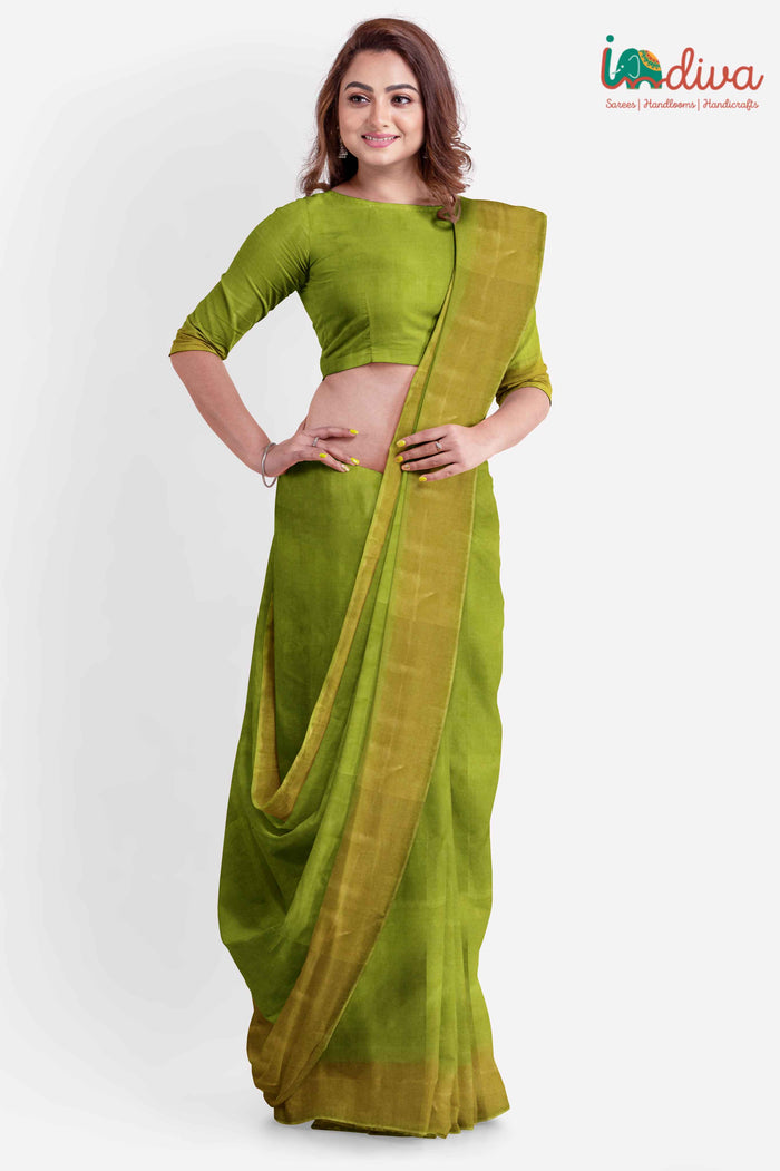 Indiva Green Paturu Cotton Saree
