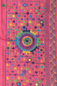 Indiva Lambani Embroidered Pink Khadi Blouse Piece