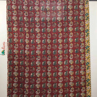 Kalamkari Chennur Silk Peacock Motifs Maroon Saree-Body