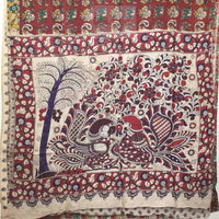 Kalamkari Chennur Silk Peacock Motifs Maroon Saree-Pallu-