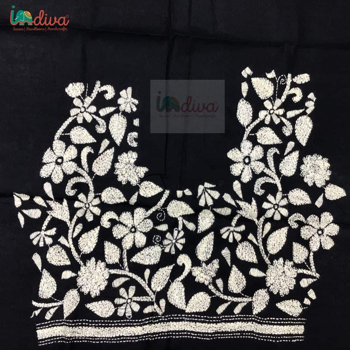 Monochrome Reverse Kantha Blouse Material-Body