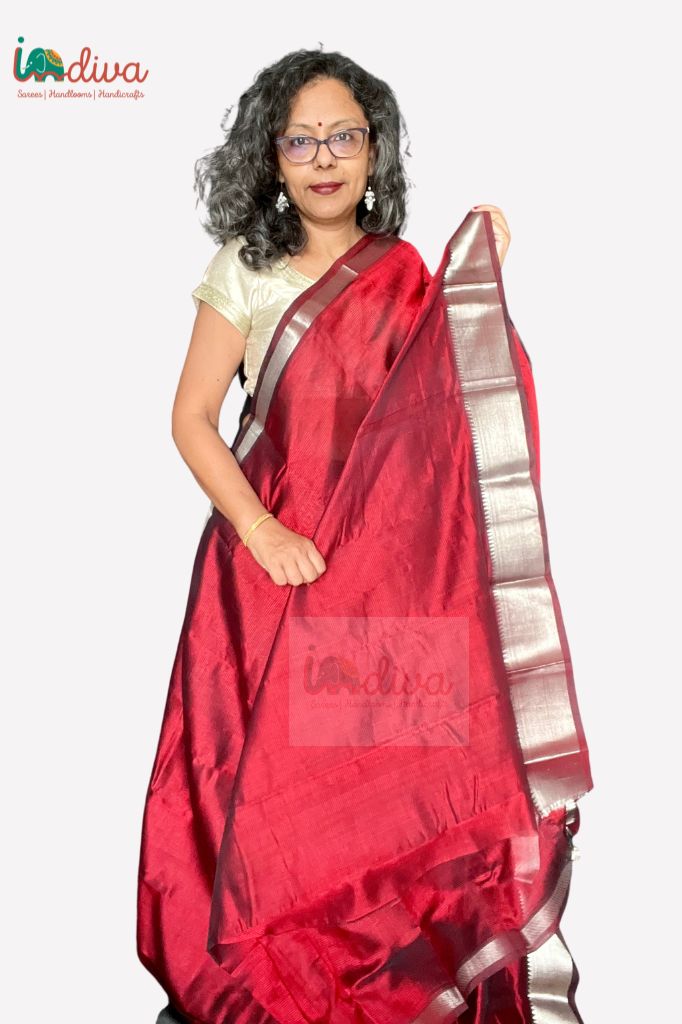 Maroon SICO Handloom Mangalgiri Saree