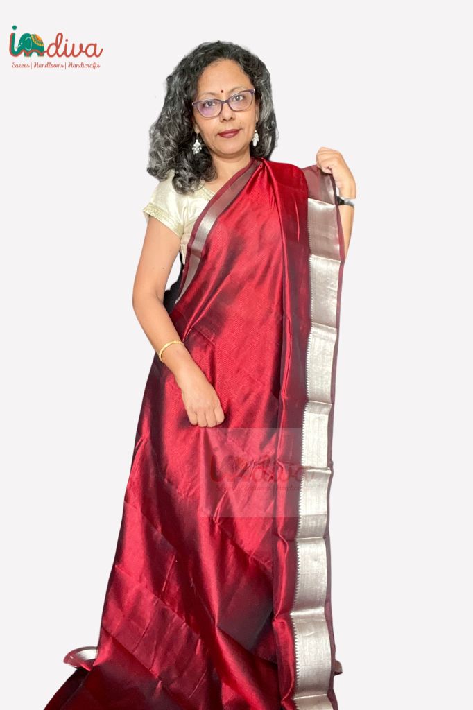 Maroon SICO Handloom Mangalgiri Saree