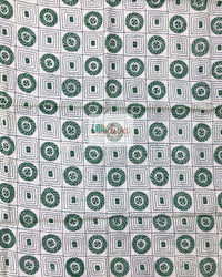 Beige Kantha Blouse Fabric With Green Motifs