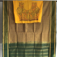 Indiva Udupi Handloom Green Saree-Blouse Back