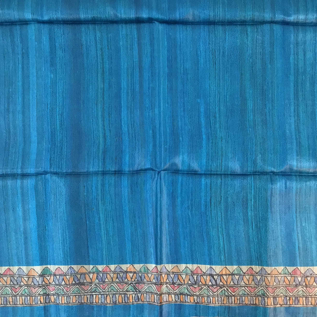 Blue Madhubani Hand painted Tussar Ghicha Saree Blouse