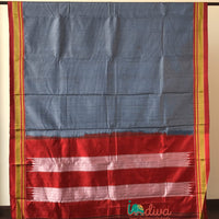 Indiva Ilkal Checks Blue Gayathri Border Handloom Saree-1a