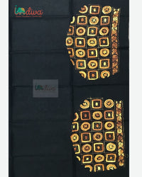 Black Trendy Kantha Blouse Piece With Geometric Motifs