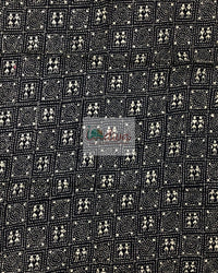 Black Kantha Blouse Material With Off-White Worli Motifs