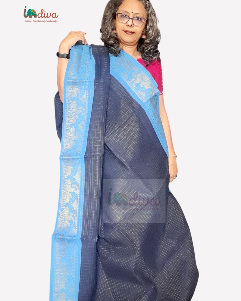 Blue Tie & Dye Sungudi Cotton Saree