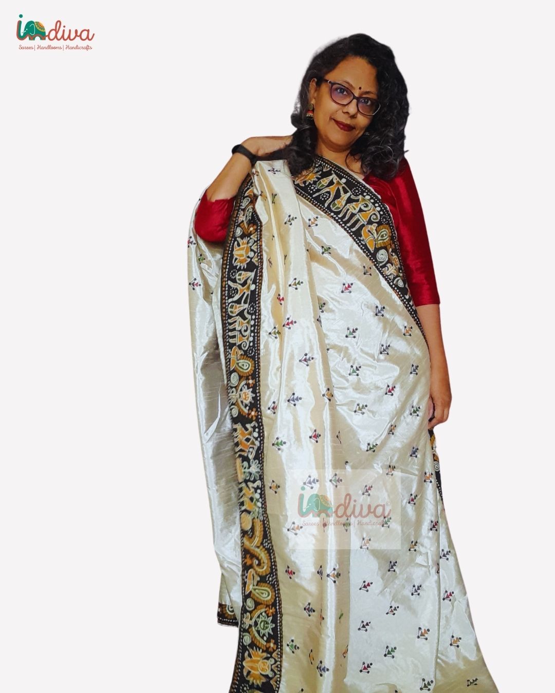 Dupion Handloom Silk with Kantha & Applique Work