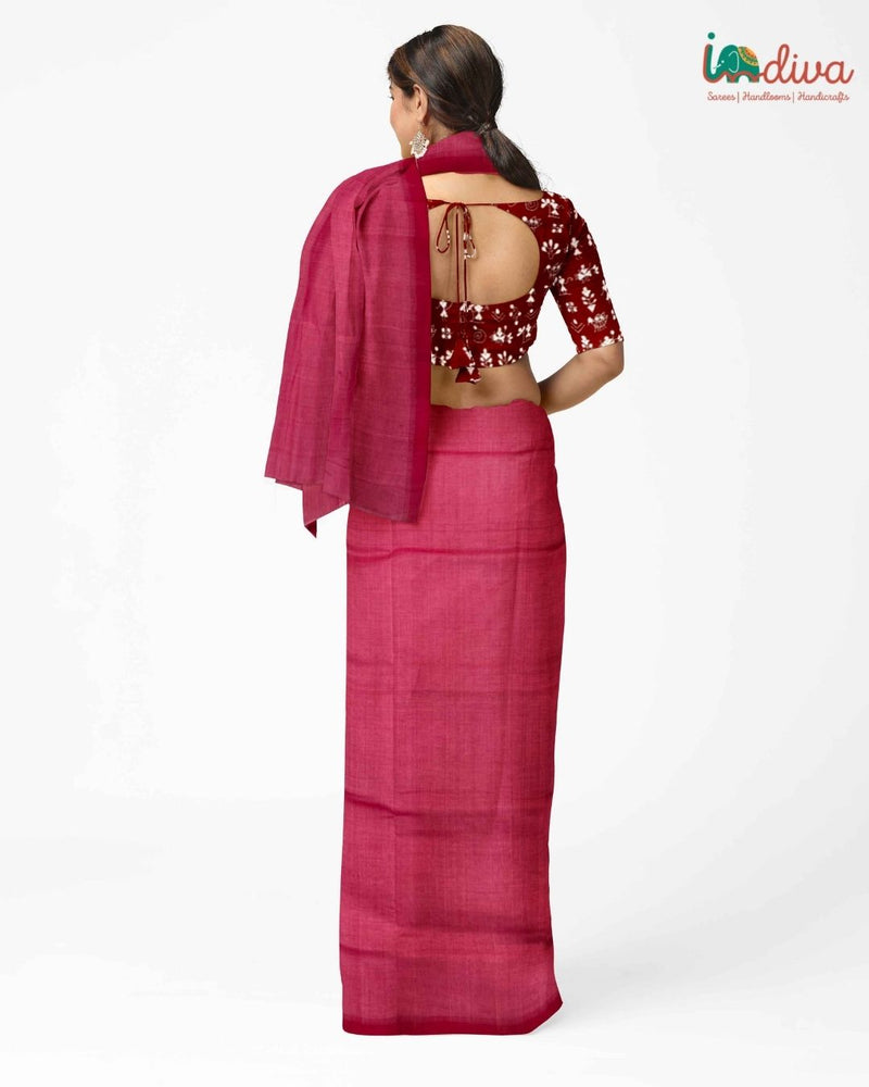 Indiva Pink Mangalgiri Handwoven Sareee