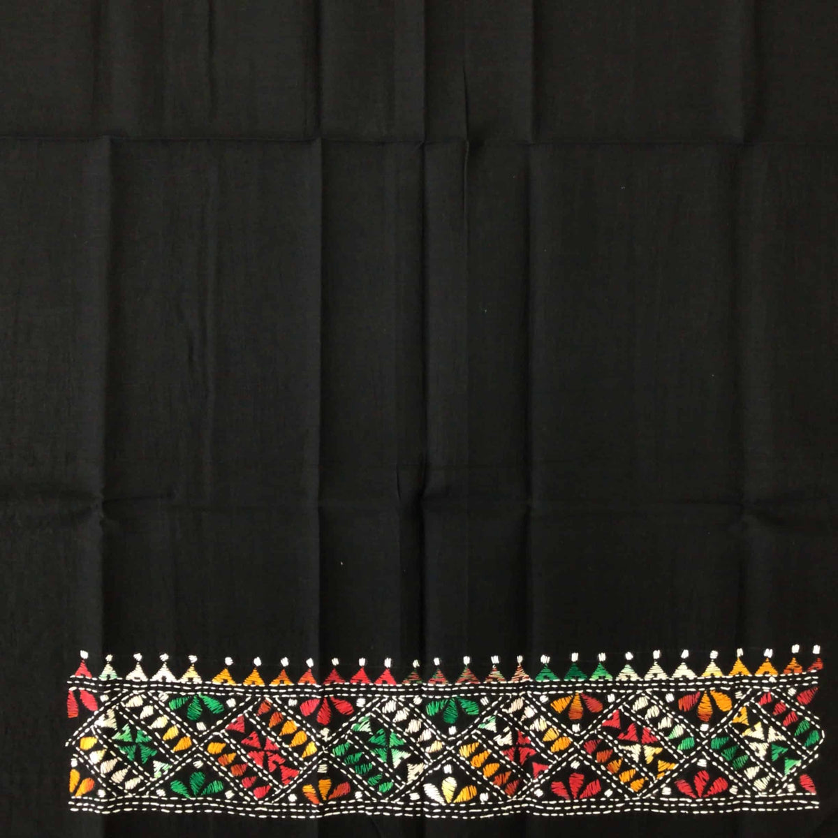 Kantha Embroidered Black Blouse Piece with Multi Colour Embroidery-Back