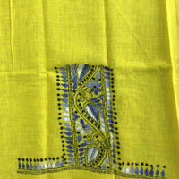 Kantha Hand-Embroidery Yellow & Blue Blouse Sleeve
