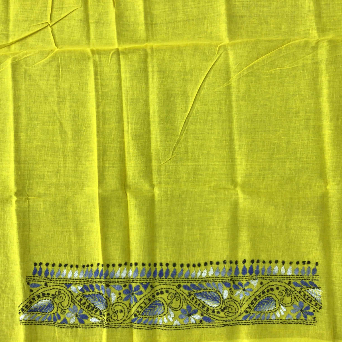 Kantha Hand-Embroidery Yellow & Blue Blouse Back