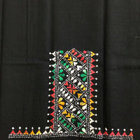 Kantha Embroidered Black Blouse Piece with Multi Colour Embroidery-Sleeve