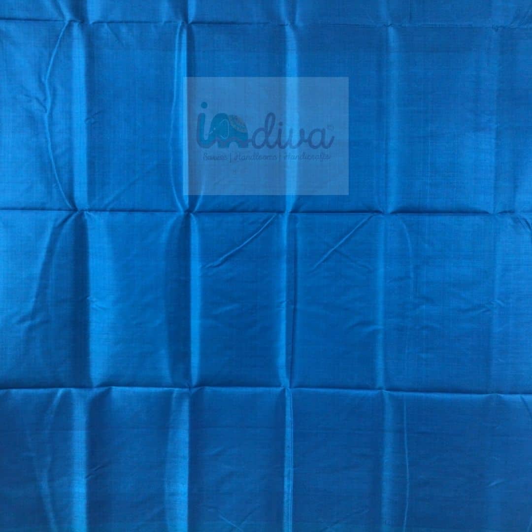 Indiva Handloom Blue Bishnupur Silk Saree-Flat