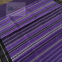 Indiva Begampur Handloom Cotton Dark Purple & Black Saree-Pallu