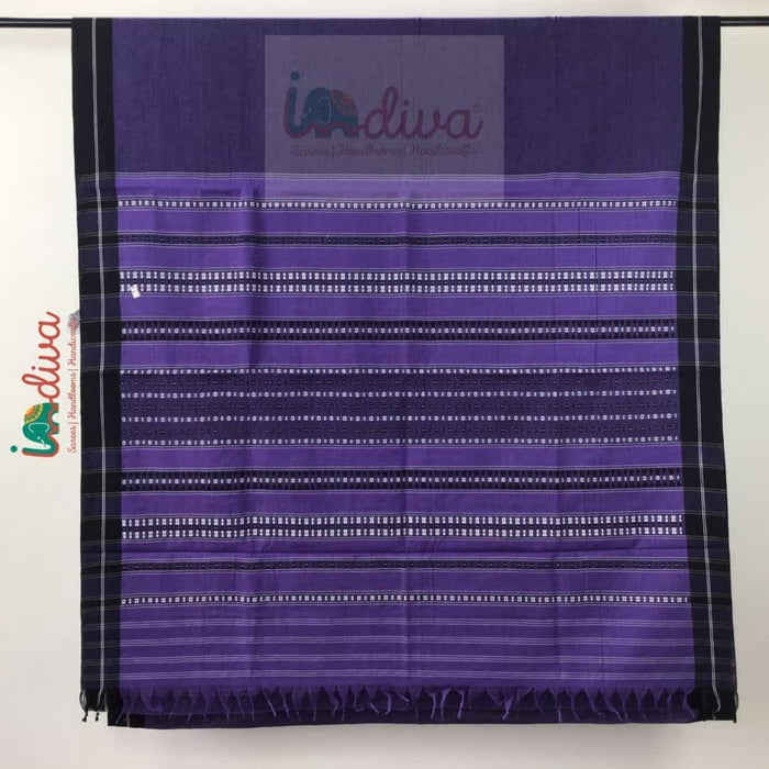 Indiva Begampur Handloom Cotton Dark Purple & Black Saree