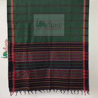 Indiva Begampur Handloom Green & Red Cotton Saree