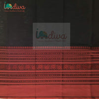 Indiva Begumpur Handloom Black and Red Saree-Big Bottom Border