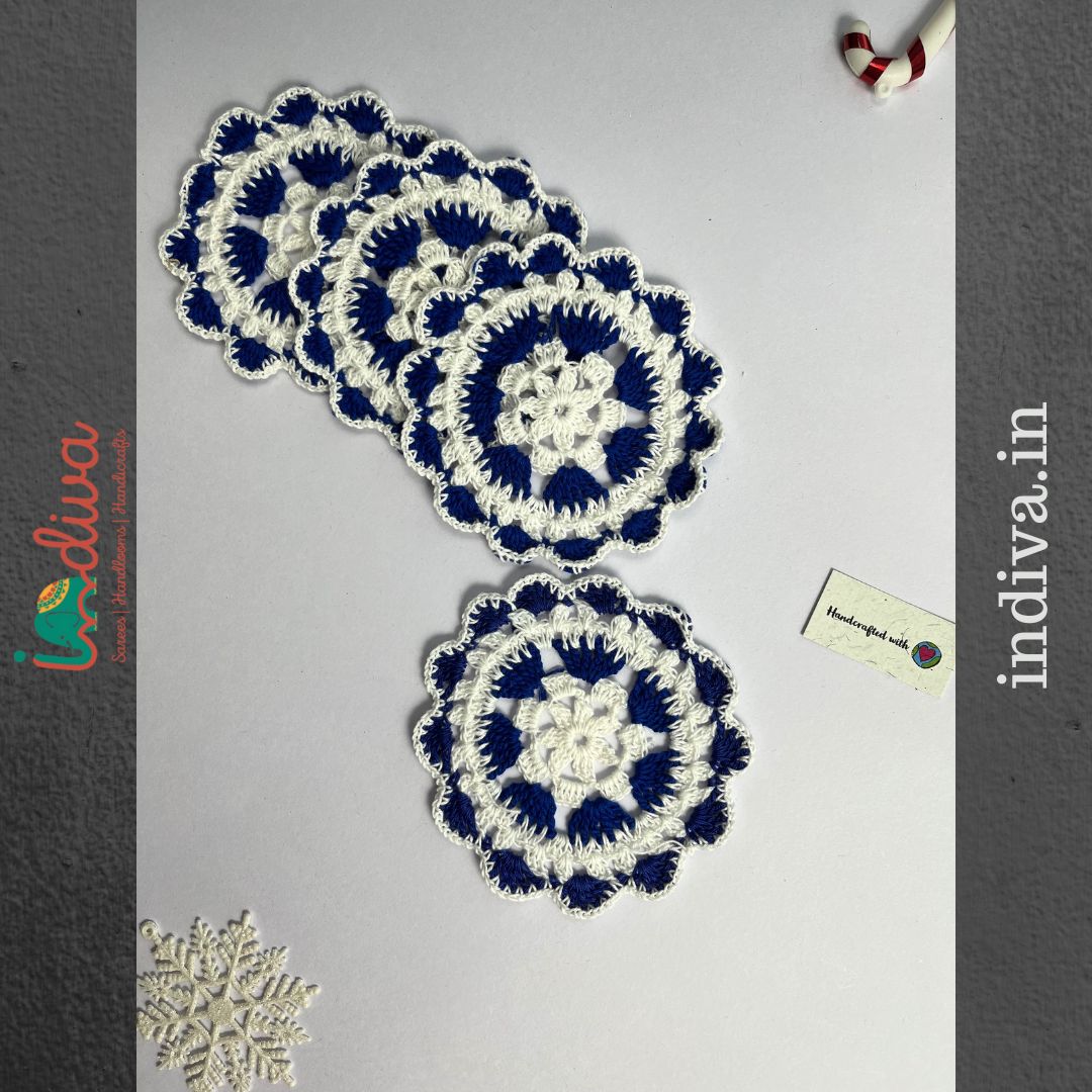 Indiva Blue & White 5 Piece Coaster Set