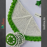 Indiva Green & White Crochet Table Cover & Coaster-Set of 7_2