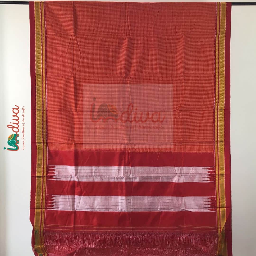 Buy Ilkal Cotton Silk Handloom Saree : Ilkal 'Humble Henna Saree' – Ek Dori